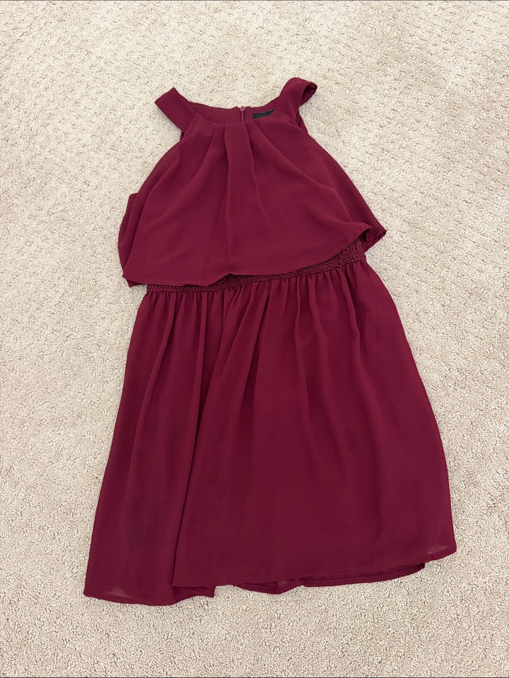Amy Byer Girls Wine Halter Layered Dress
